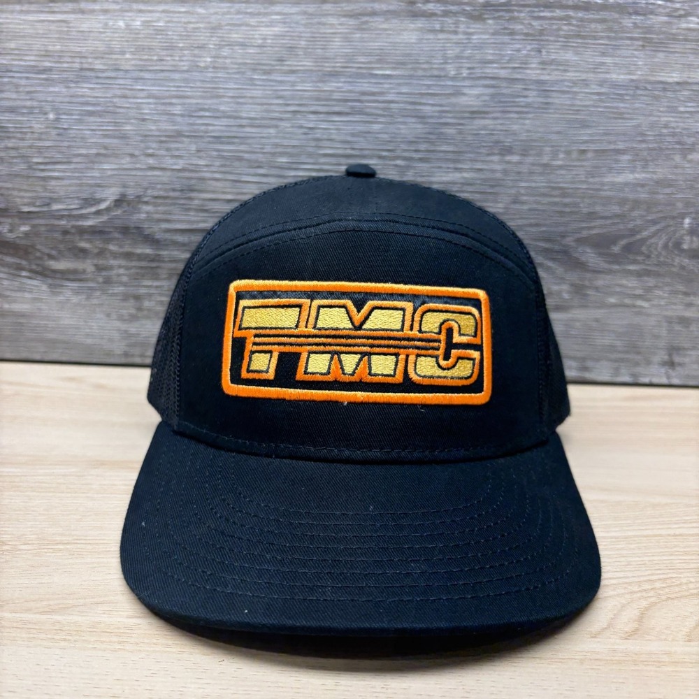 TMC Hat Cap Snap Back Black Trucker Mesh 7 Panel Otto